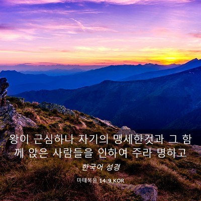 Picture 03 - 마태복음 14:9 KOR - 왕이 근심하나 자기의 맹세한것과 그 - Bible Verse Picture