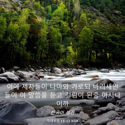 Picture 03 - 마태복음 15:12 KOR - 이에 제자들이 나아와 가로되 - Bible Verse Picture
