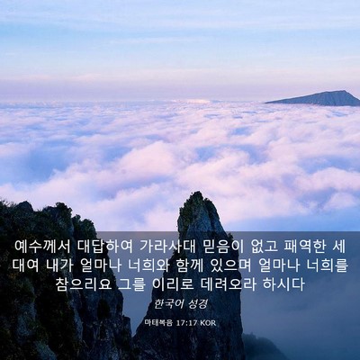 Picture 03 - 마태복음 17:17 KOR - 예수께서 대답하여 가라사대 믿음이 - Bible Verse Picture