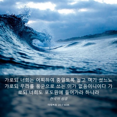 Picture 03 - 마태복음 20:7 KOR - 가로되 너희는 어찌하여 종일토록 - Bible Verse Picture