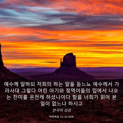 Picture 03 - 마태복음 21:16 KOR - 예수께 말하되 저희의 하는 말을 - Bible Verse Picture