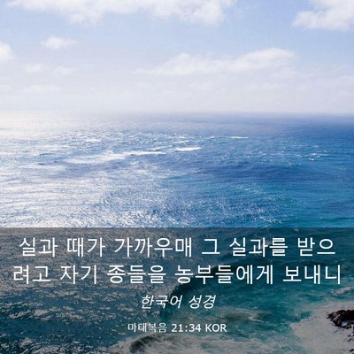 Picture 03 - 마태복음 21:34 KOR - 실과 때가 가까우매 그 실과를 - Bible Verse Picture