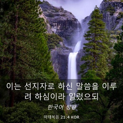 Picture 03 - 마태복음 21:4 KOR - 이는 선지자로 하신 말씀을 이루려 - Bible Verse Picture