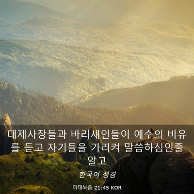 Picture 03 - 마태복음 21:45 KOR - 대제사장들과 바리새인들이 예수의 - Bible Verse Picture