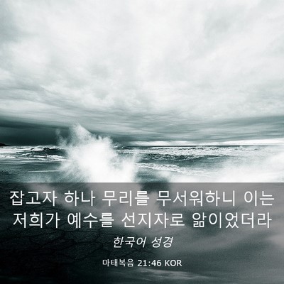 Picture 03 - 마태복음 21:46 KOR - 잡고자 하나 무리를 무서워하니 이는 - Bible Verse Picture