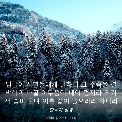 Picture 03 - 마태복음 22:13 KOR - 임금이 사환들에게 말하되 그 수족을 - Bible Verse Picture