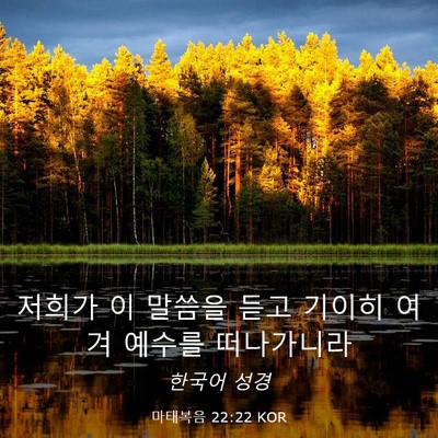 Picture 03 - 마태복음 22:22 KOR - 저희가 이 말씀을 듣고 기이히 여겨 - Bible Verse Picture