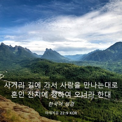 Picture 03 - 마태복음 22:9 KOR - 사거리 길에 가서 사람을 만나는대로 - Bible Verse Picture