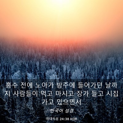 Picture 03 - 마태복음 24:38 KOR - 홍수 전에 노아가 방주에 들어가던 - Bible Verse Picture