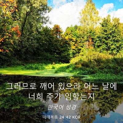 Picture 03 - 마태복음 24:42 KOR - 그러므로 깨어 있으라 어느 날에 - Bible Verse Picture