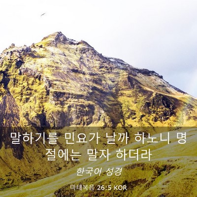 Picture 03 - 마태복음 26:5 KOR - 말하기를 민요가 날까 하노니 - Bible Verse Picture