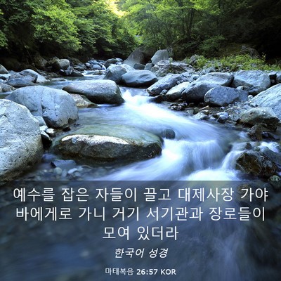 Picture 03 - 마태복음 26:57 KOR - 예수를 잡은 자들이 끌고 대제사장 - Bible Verse Picture