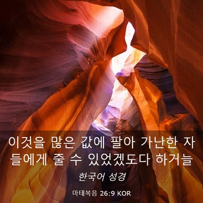 Picture 03 - 마태복음 26:9 KOR - 이것을 많은 값에 팔아 가난한 - Bible Verse Picture