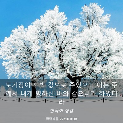 Picture 03 - 마태복음 27:10 KOR - 토기장이의 밭 값으로 주었으니 이는 - Bible Verse Picture