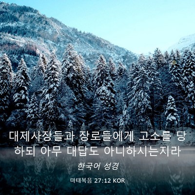 Picture 03 - 마태복음 27:12 KOR - 대제사장들과 장로들에게 고소를 - Bible Verse Picture