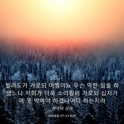 Picture 03 - 마태복음 27:23 KOR - 빌라도가 가로되 어찜이뇨 무슨 악한 - Bible Verse Picture
