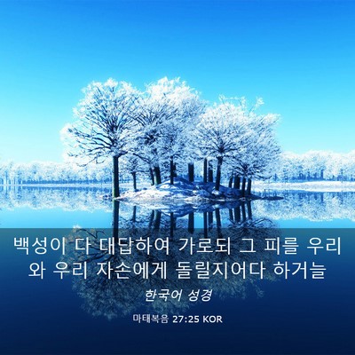 Picture 03 - 마태복음 27:25 KOR - 백성이 다 대답하여 가로되 그 피를 - Bible Verse Picture
