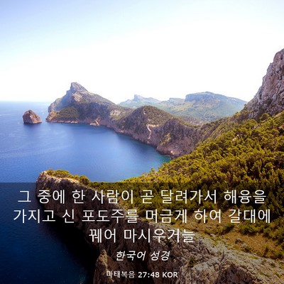 Picture 03 - 마태복음 27:48 KOR - 그 중에 한 사람이 곧 달려가서 - Bible Verse Picture