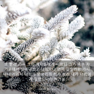 Picture 03 - 마태복음 28:7 KOR - 또 빨리 가서 그의 제자들에게 - Bible Verse Picture