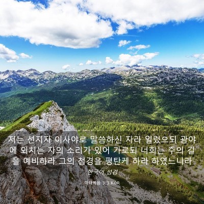 Picture 03 - 마태복음 3:3 KOR - 저는 선지자 이사야로 말씀하신 자라 - Bible Verse Picture
