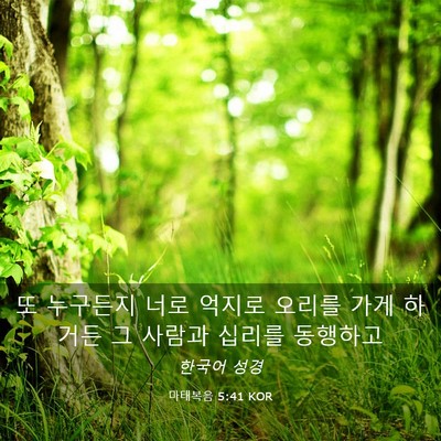 Picture 03 - 마태복음 5:41 KOR - 또 누구든지 너로 억지로 오리를 - Bible Verse Picture