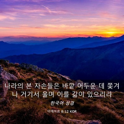 Picture 03 - 마태복음 8:12 KOR - 나라의 본 자손들은 바깥 어두운 데 - Bible Verse Picture