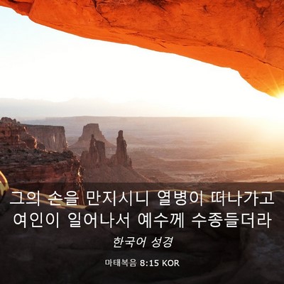 Picture 03 - 마태복음 8:15 KOR - 그의 손을 만지시니 열병이 떠나가고 - Bible Verse Picture