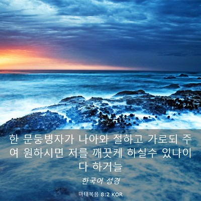 Picture 03 - 마태복음 8:2 KOR - 한 문둥병자가 나아와 절하고 가로되 - Bible Verse Picture