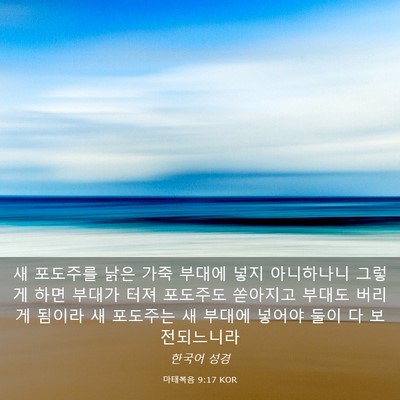 Picture 03 - 마태복음 9:17 KOR - 새 포도주를 낡은 가죽 부대에 넣지 - Bible Verse Picture