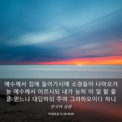 Picture 03 - 마태복음 9:28 KOR - 예수께서 집에 들어가시매 소경들이 - Bible Verse Picture