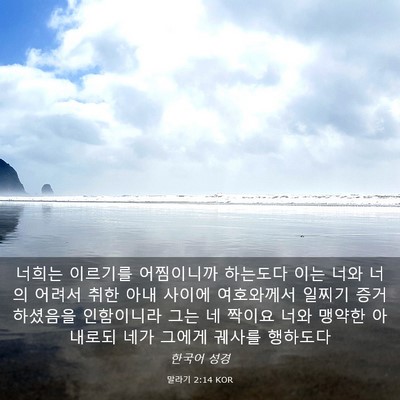 Picture 03 - 말라기 2:14 KOR - 너희는 이르기를 어찜이니까 - Bible Verse Picture