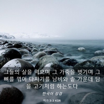 Picture 03 - 미가 3:3 KOR - 그들의 살을 먹으며 그 가죽을 - Bible Verse Picture