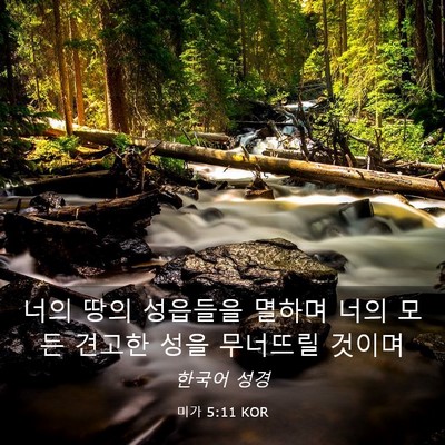 Picture 03 - 미가 5:11 KOR - 너의 땅의 성읍들을 멸하며 너의 - Bible Verse Picture