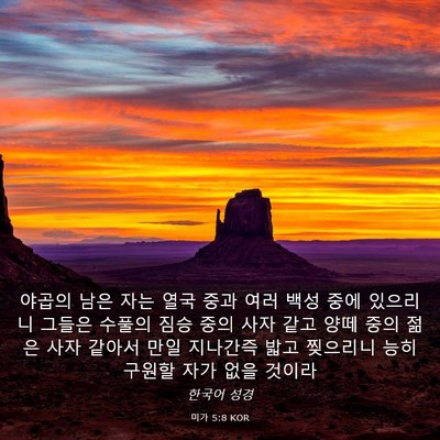 Picture 03 - 미가 5:8 KOR - 야곱의 남은 자는 열국 중과 여러 - Bible Verse Picture