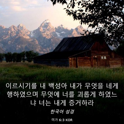 Picture 03 - 미가 6:3 KOR - 이르시기를 내 백성아 내가 무엇을 - Bible Verse Picture