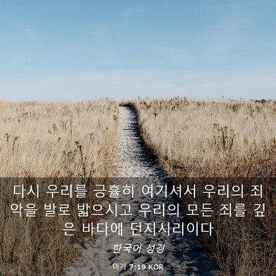 Picture 03 - 미가 7:19 KOR - 다시 우리를 긍휼히 여기셔서 우리의 - Bible Verse Picture