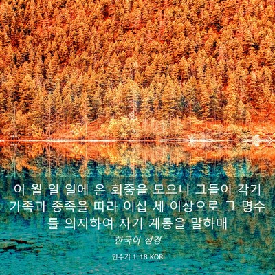 Picture 03 - 민수기 1:18 KOR - 이 월 일 일에 온 회중을 모으니 - Bible Verse Picture