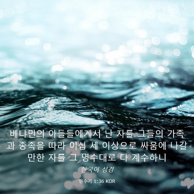 Picture 03 - 민수기 1:36 KOR - 베냐민의 아들들에게서 난 자를 - Bible Verse Picture