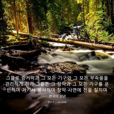 Picture 03 - 민수기 1:50 KOR - 그들로 증거막과 그 모든 기구와 그 - Bible Verse Picture