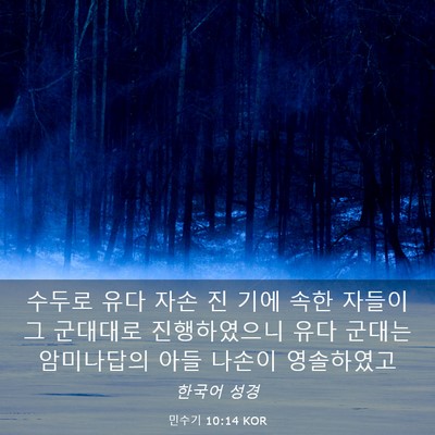 Picture 03 - 민수기 10:14 KOR - 수두로 유다 자손 진 기에 속한 - Bible Verse Picture
