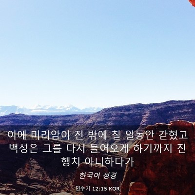 Picture 03 - 민수기 12:15 KOR - 이에 미리암이 진 밖에 칠 일동안 - Bible Verse Picture
