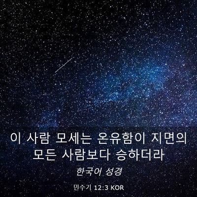 Picture 03 - 민수기 12:3 KOR - 이 사람 모세는 온유함이 지면의 - Bible Verse Picture