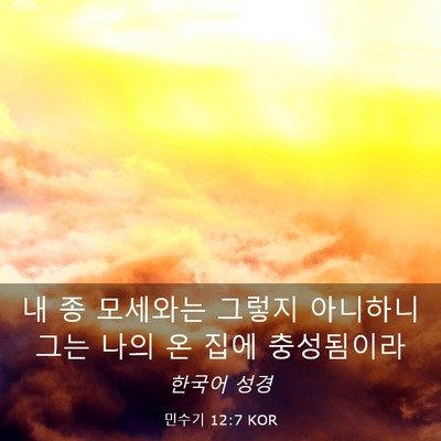 Picture 03 - 민수기 12:7 KOR - 내 종 모세와는 그렇지 아니하니 - Bible Verse Picture