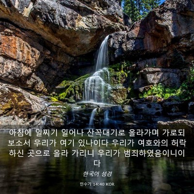 Picture 03 - 민수기 14:40 KOR - 아침에 일찌기 일어나 산꼭대기로 - Bible Verse Picture