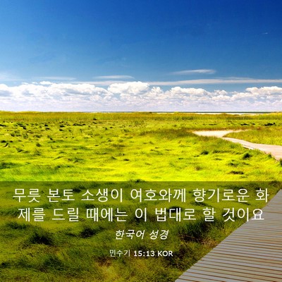 Picture 03 - 민수기 15:13 KOR - 무릇 본토 소생이 여호와께 향기로운 - Bible Verse Picture