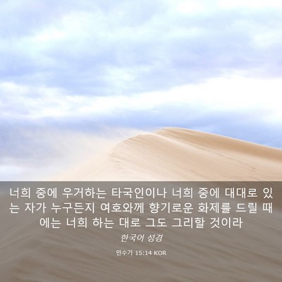 Picture 03 - 민수기 15:14 KOR - 너희 중에 우거하는 타국인이나 너희 - Bible Verse Picture