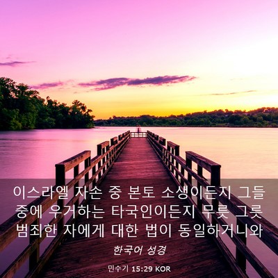 Picture 03 - 민수기 15:29 KOR - 이스라엘 자손 중 본토 소생이든지 - Bible Verse Picture