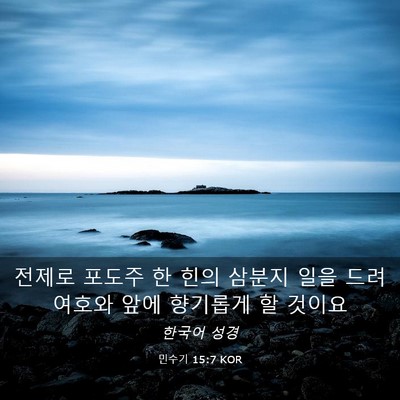 Picture 03 - 민수기 15:7 KOR - 전제로 포도주 한 힌의 삼분지 일을 - Bible Verse Picture