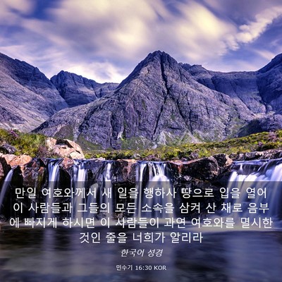 Picture 03 - 민수기 16:30 KOR - 만일 여호와께서 새 일을 행하사 - Bible Verse Picture