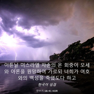 Picture 03 - 민수기 16:41 KOR - 이튿날 이스라엘 자손의 온 회중이 - Bible Verse Picture